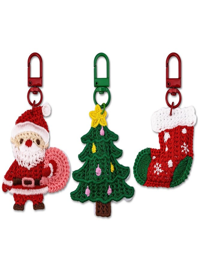 Aisity 3pcs Cute Keychain Christmas Gifts for Women Teen Girls Boy Daughter Son Cute Christmas Tree & Santa Stock Purse Bag Charms Small Stocking Stuffers for Teen Girls Women - Image 1